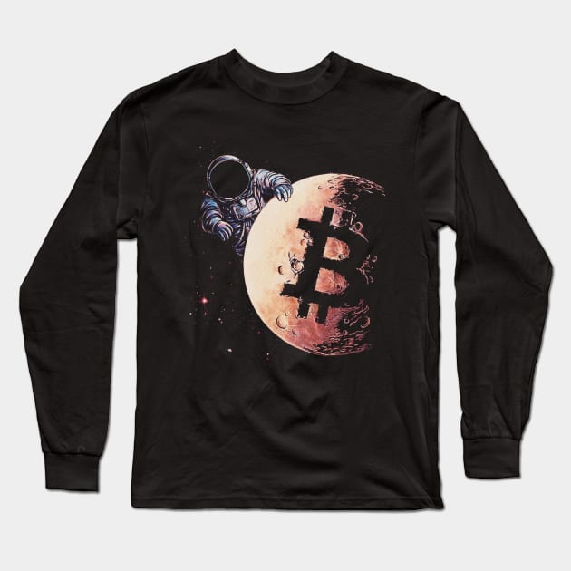 Bitcoin to the moon Long Sleeve T-Shirt by TTree